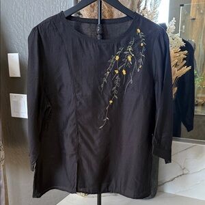 Boutique Embroidered Black Women's Top